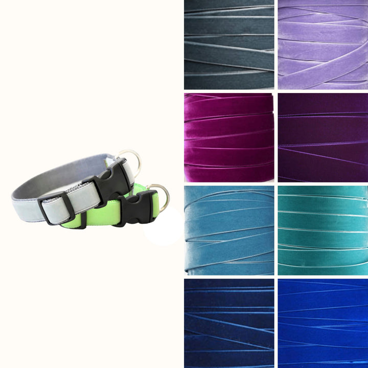Personalized Velvet Dog Collar w/ Plastic Buckle