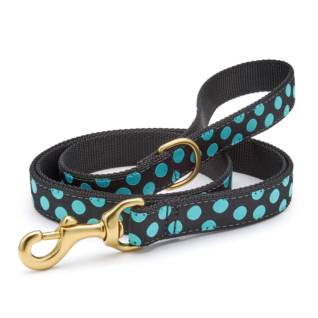 Black and Aqua Dot Dog Leash