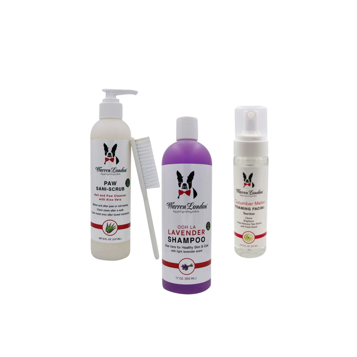 Spa Day (Collection of Shampoo, Paw Scrub, Brush, + Face Wash)