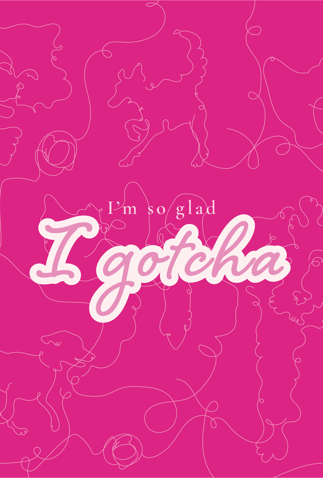 Gotcha Greeting Card Cat + Dog Line Art by Chloe Cole
