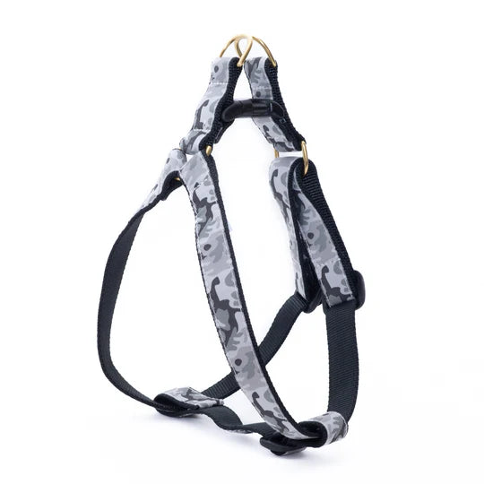 Gray Camo Dog Harness (Optional Leash)