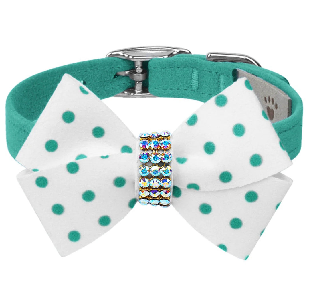 Bimini Polka Dot Nouveau Bow 1/2" Collar with Aurora Borealis