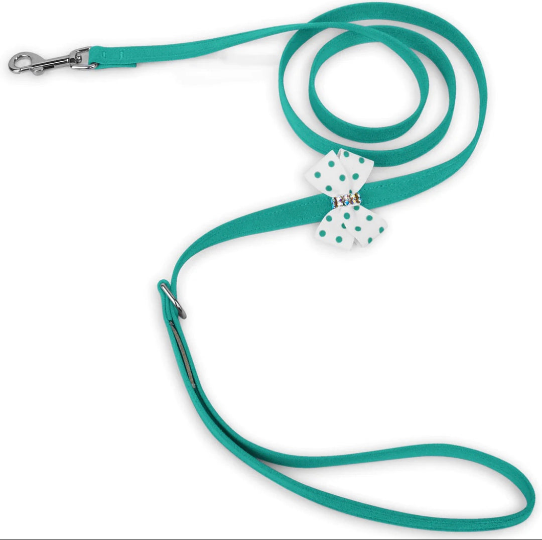 Bimini Polka Dot Nouveau Bow Leash with Aurora Borealis