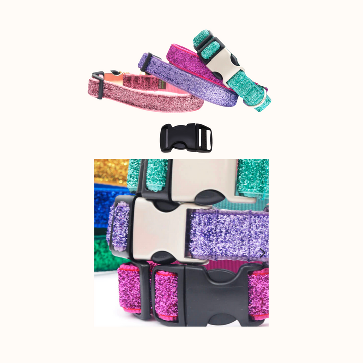 Sparkle Dog Collar Black Plastic Buckle