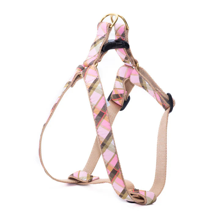 Pink Plaid Dog Harness (optional Leash)