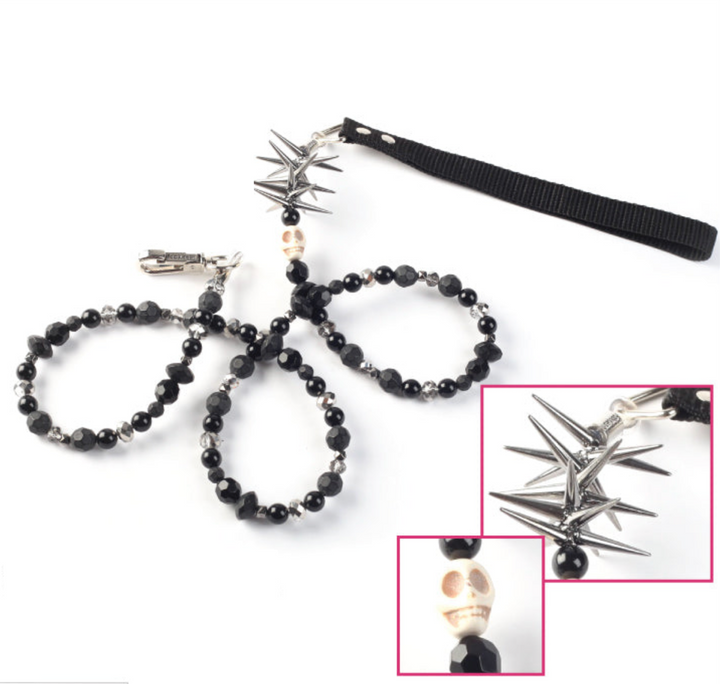 Skull Leash with Beads and Spikes