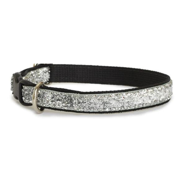 Sparkle Dog Collar Personalized Name on Hybrid Brushed Metal +Black Buckle