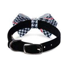 Black & White Houndstooth Nouveau Bow Collar