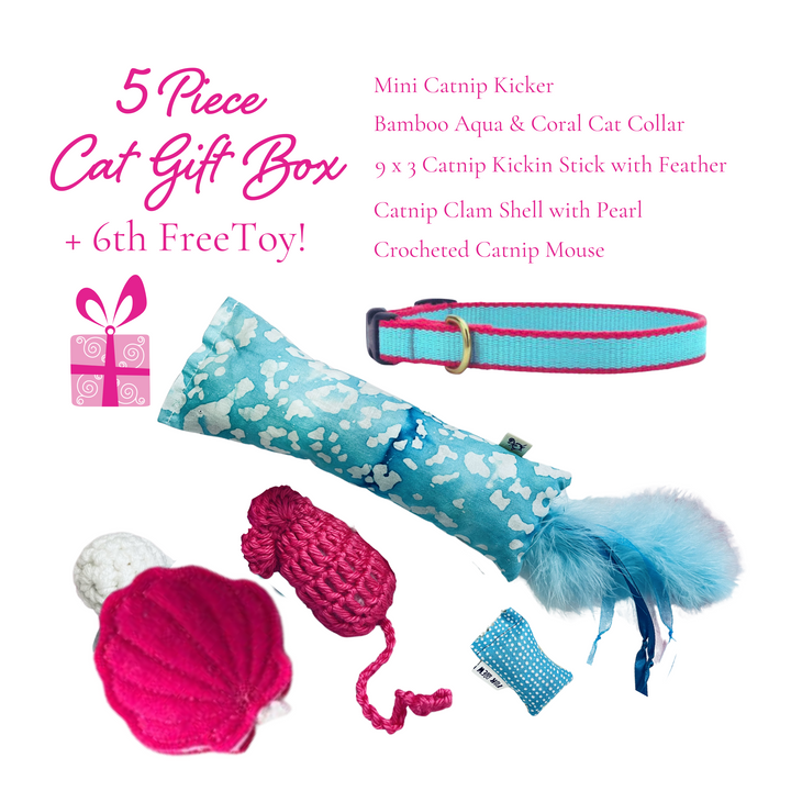 5 Piece Cat Box + Free Toy & Cat Collar (Choose Color)