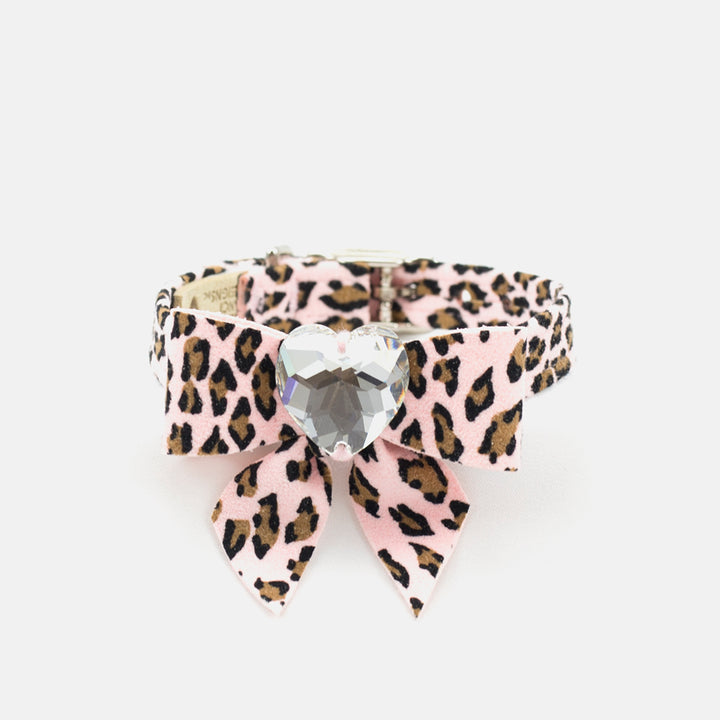 Cheetah Couture Tail Bow Heart Collar