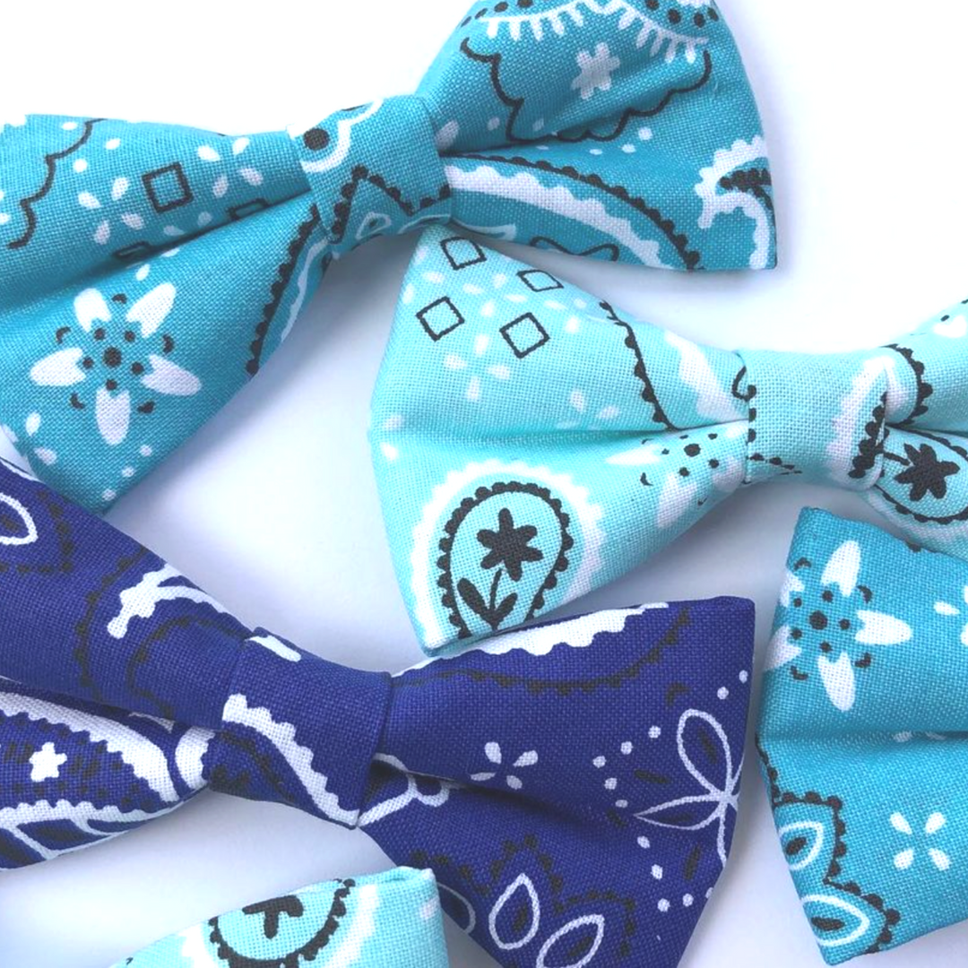 Dark Blue Bandana Bow Tie 4"