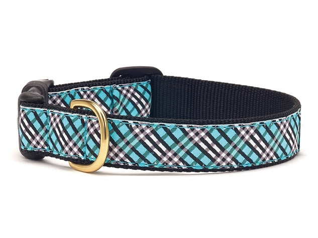 Aqua Plaid Dog Collar