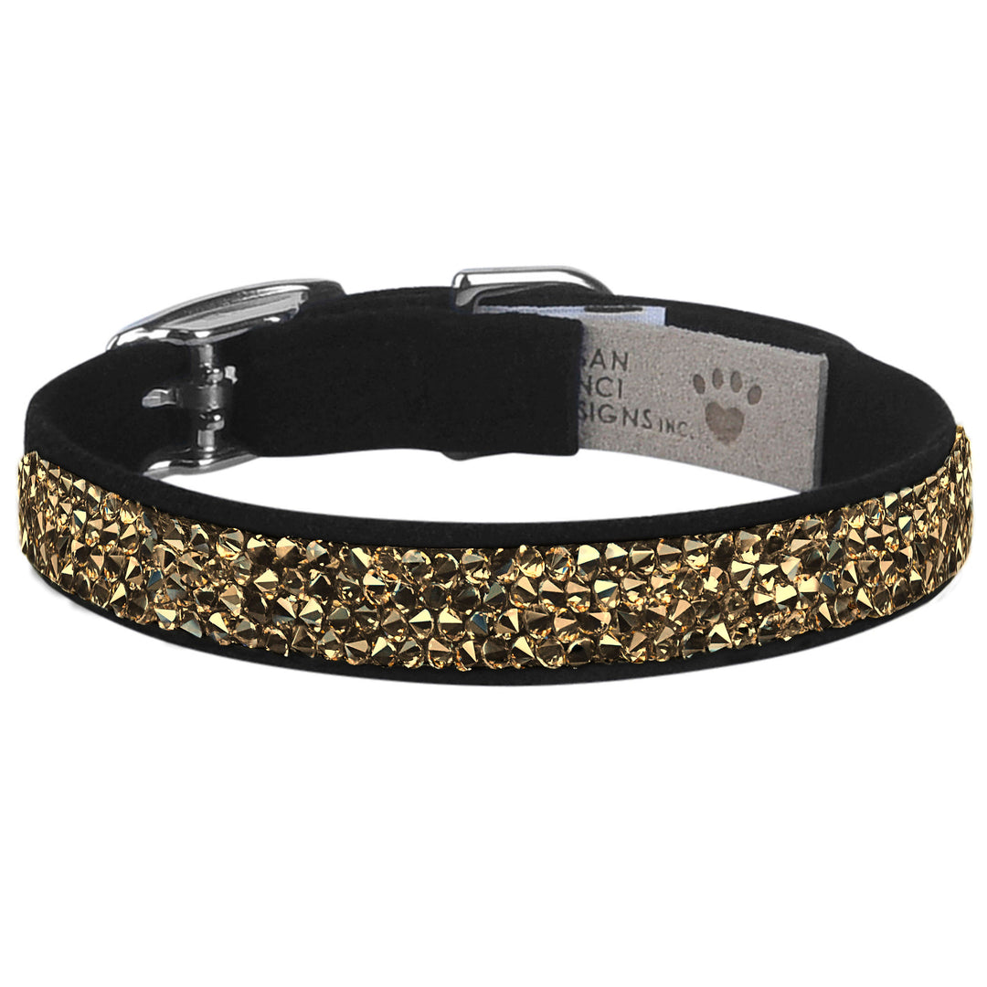 Gold Crystal Rocks 1/2" Dog Collar