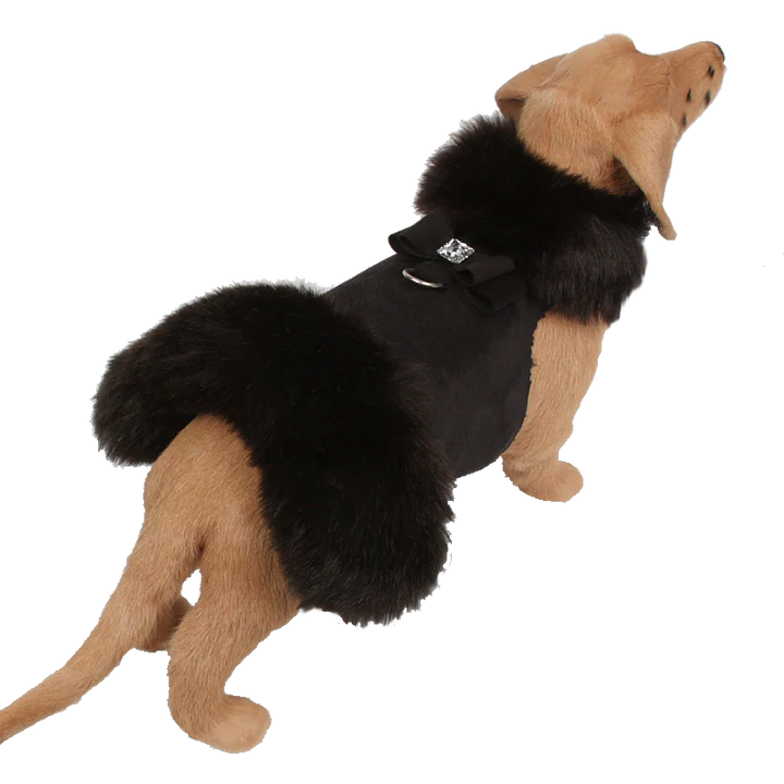 Big Bow Black Faux-Fur Pet Coat