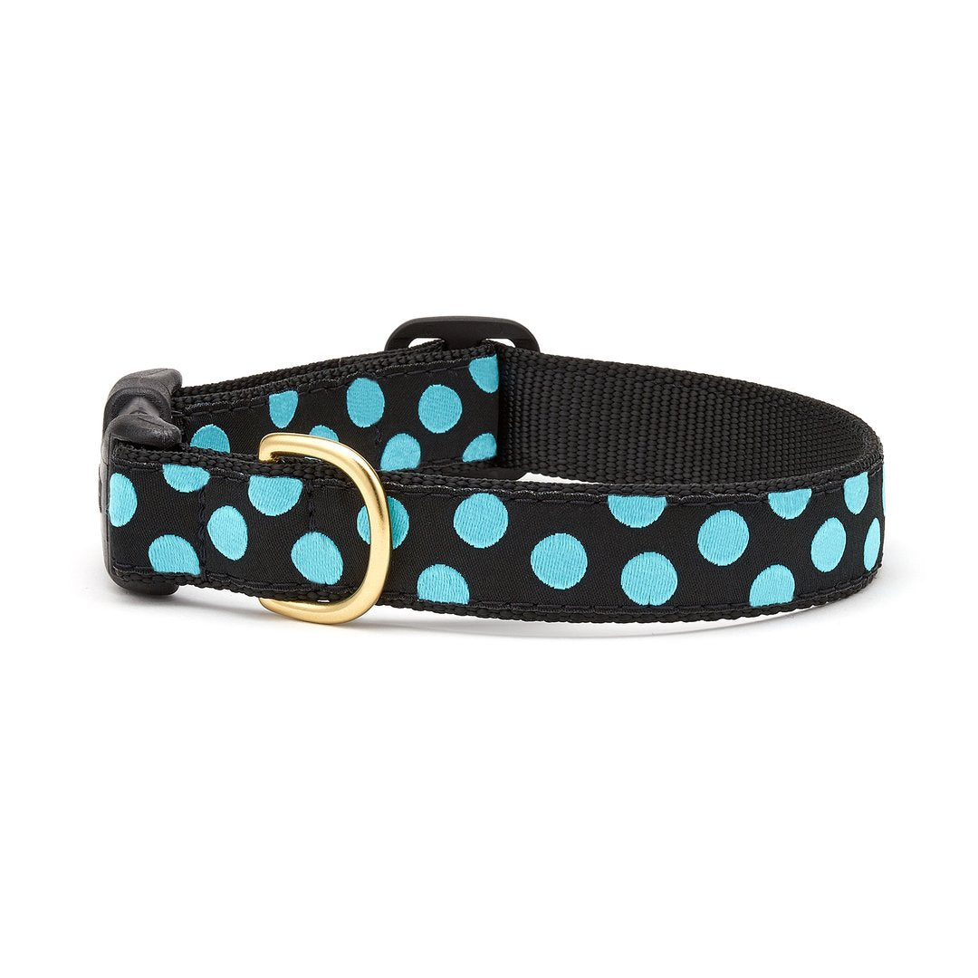 Black with Aqua Dot Dog Collar