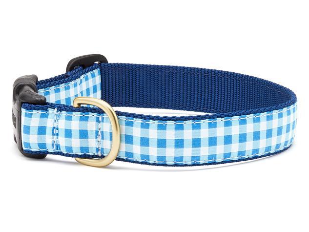 Blue Gingham Dog Collar