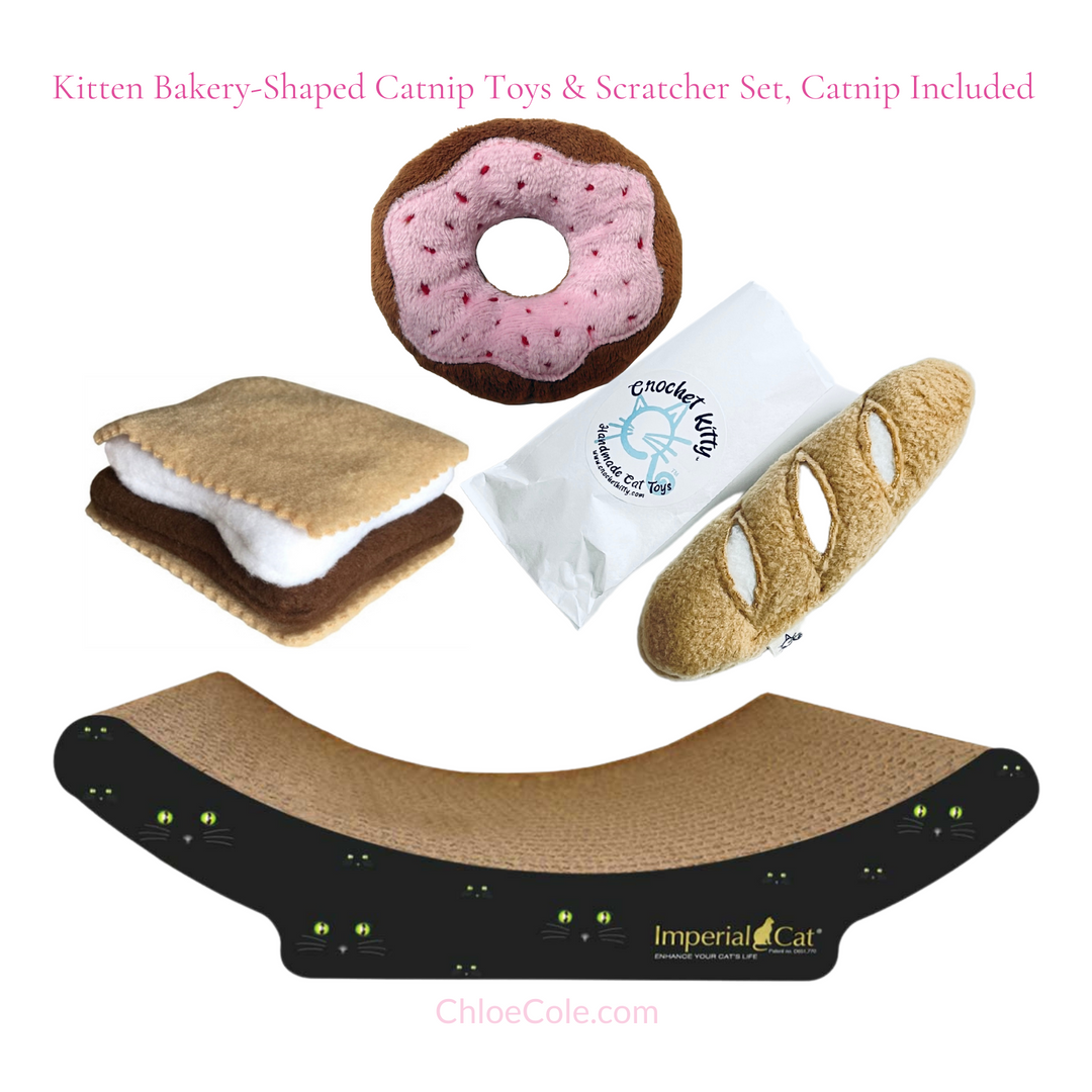 Kitten Bakery-Shaped Catnip Toys & ScratcherSet, Catnip Included