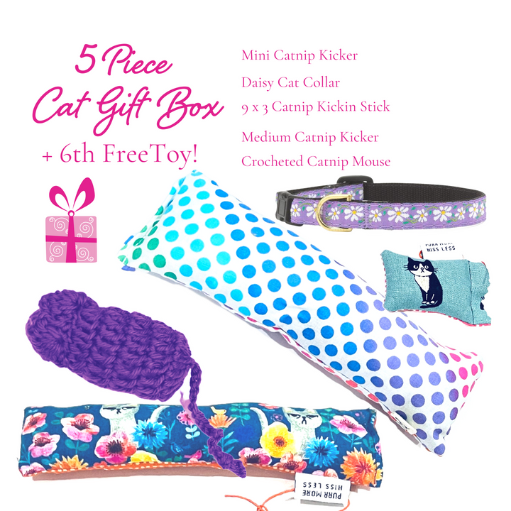 5 Piece Cat Box + Free Toy & Cat Collar (Choose Color)