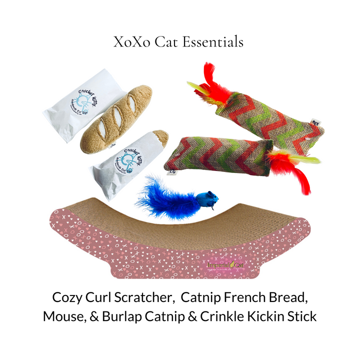 XOXO Cat Scratcher & 3 Catnip Toys