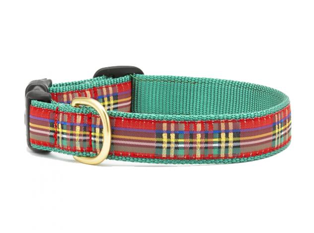 Christmas Sparkle Plaid Dog Collar (Optional Lead)