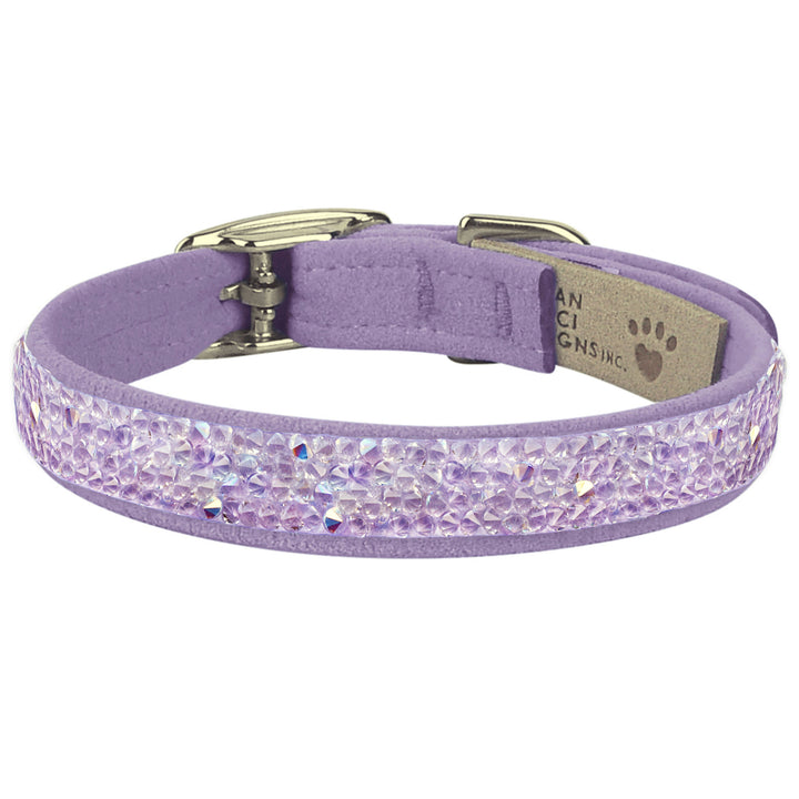 Aurora Borealis Crystal Rocks 1/2" Dog Collar