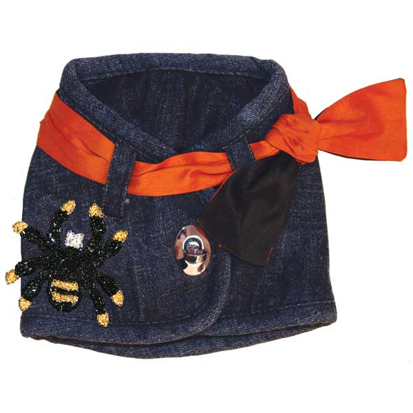 Hollywood Denim Dog Vest with Spider Patch