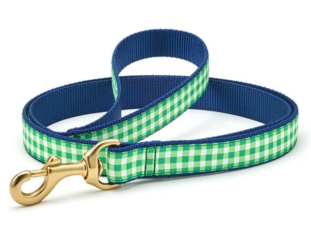 Lime Gingham Dog Leash