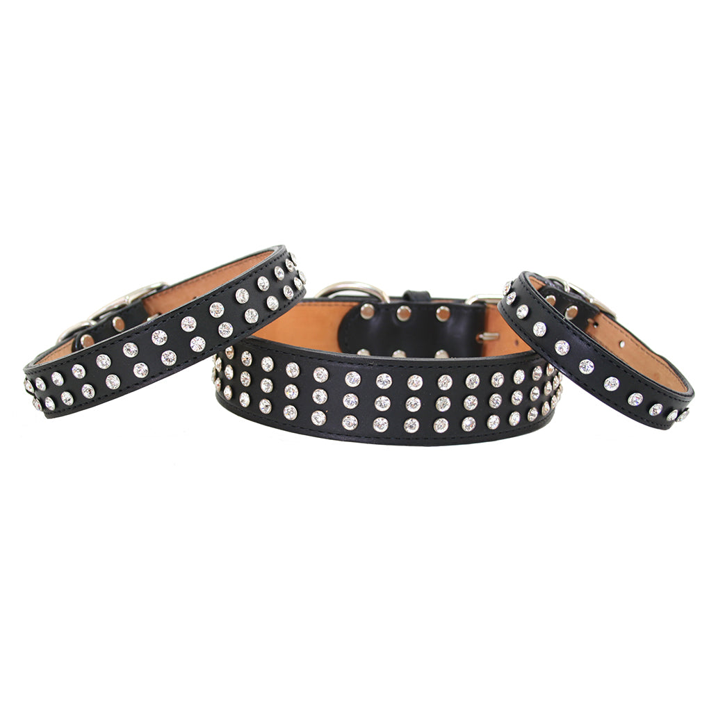 Maxwell & Madison Collars w/ 2-Row of Genuine Crystals Black