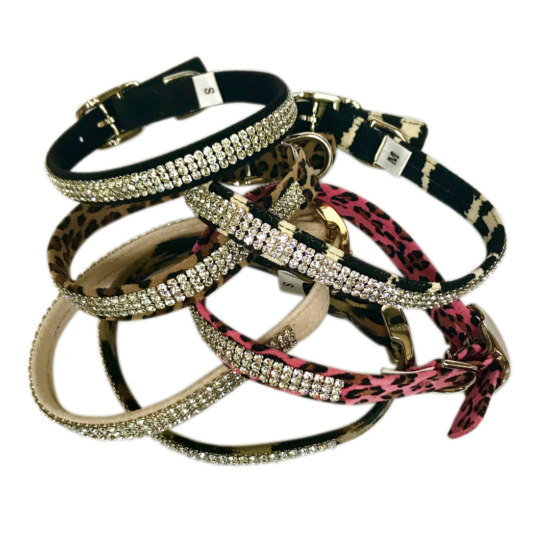 Leopard Movie Star Collar 3 Row w/ Crystal