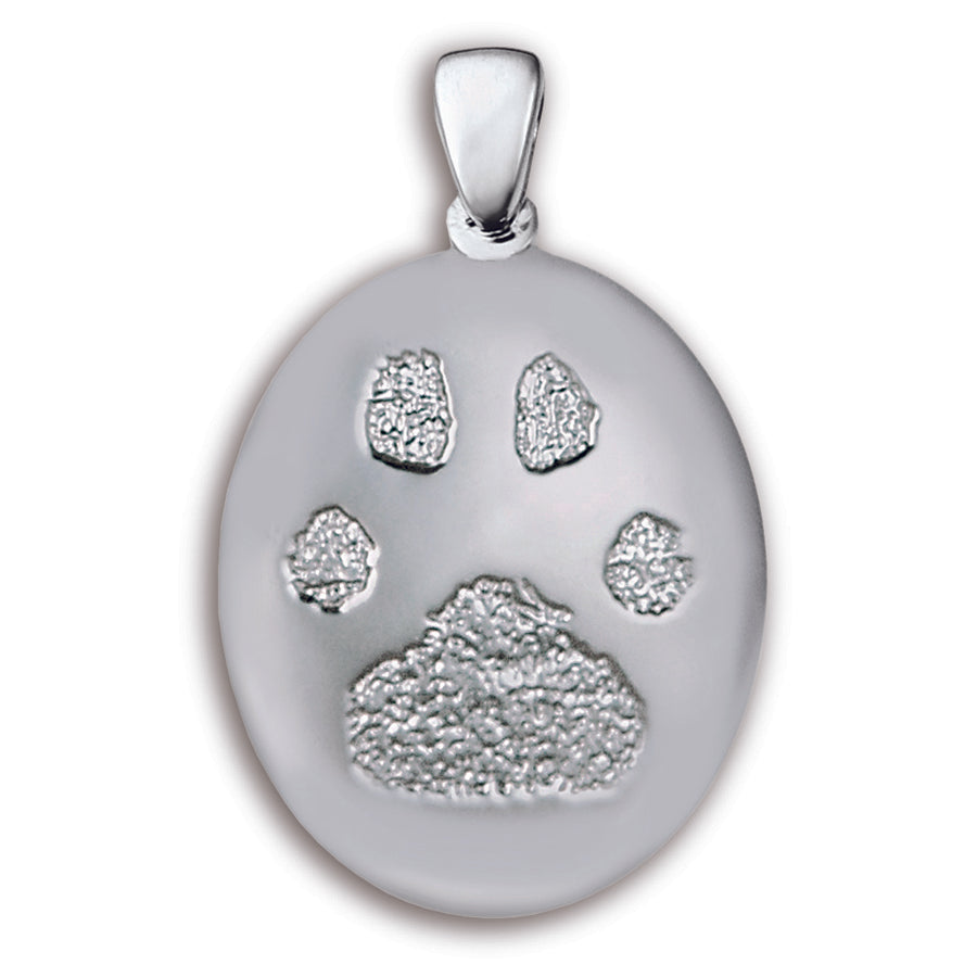 White Gold (14k) Paw Print Charm (Large)
