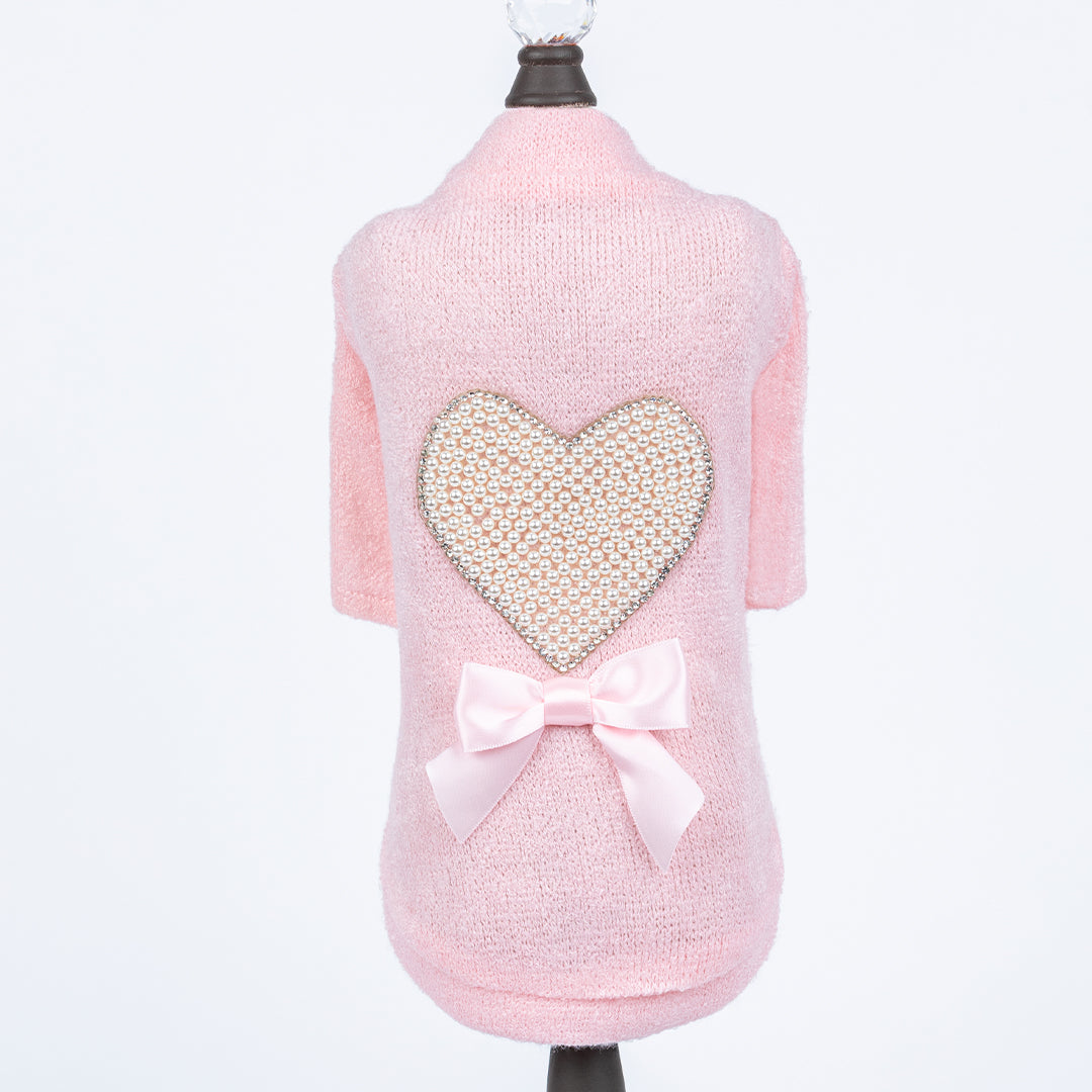 heart dog sweater Pearl Heart Dog Sweater – Chloe Cole Pet Couture