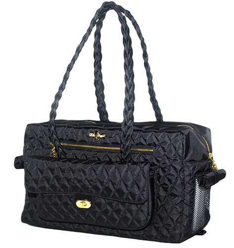 Luxury Pet Carrier | The Porsha dog carrier is the perfect carrier for you and your baby! This luxury carrier includes meshing on both sides, YKK zippers, and plenty of storage space in the front pocket for all your necessities and accessories. Travel in style with our luxury carrier! | Chloe Cole Pet Couture |  Large- 17.5" x 7" x 10" | Holds dogs up to 8 Lbs