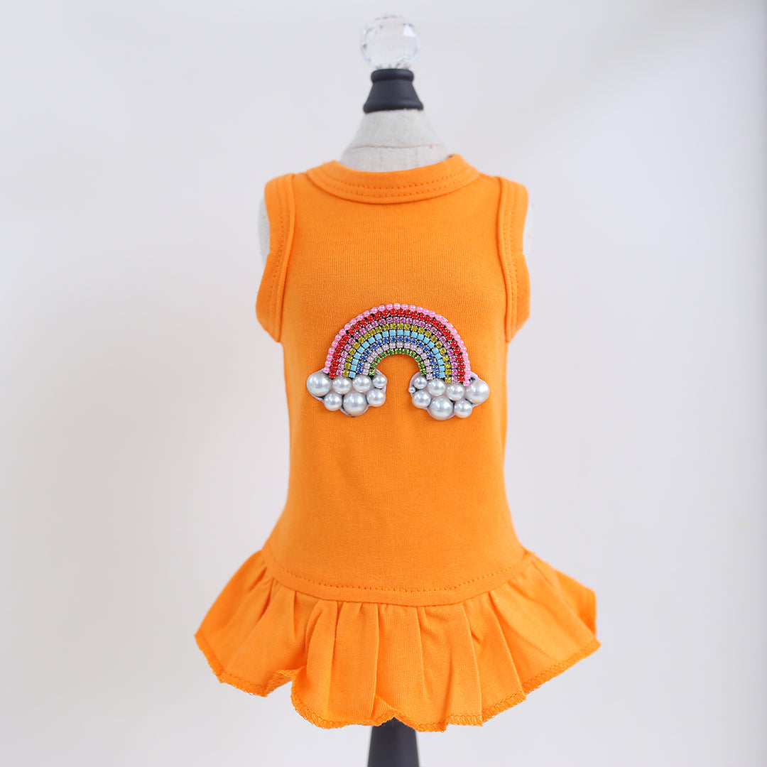 open lace back dress Rainbow Dog Dress Orange L