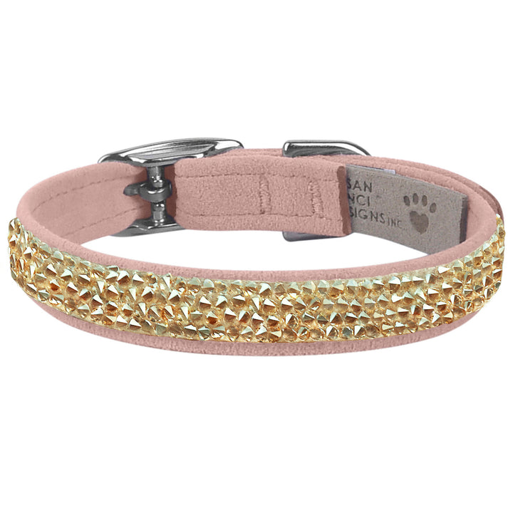 Gold Crystal Rocks 1/2" Dog Collar