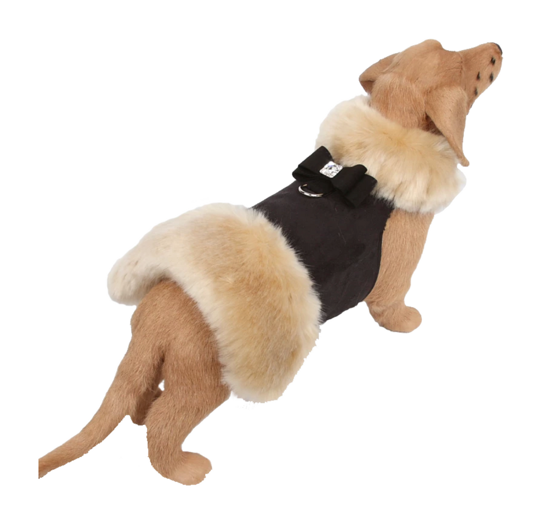 Big Bow Champagne Fox Faux-Fur Dog Coat