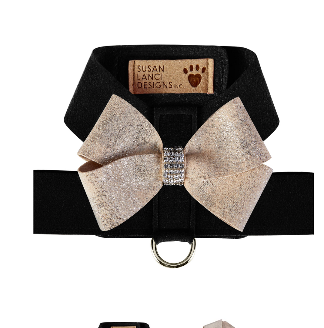 Black Tinkie Harness with Champagne Glitzerati Nouveau Bow