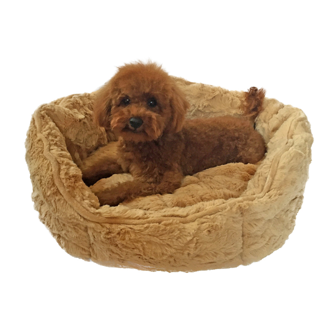 Caramel Faux Fur Shell Bed