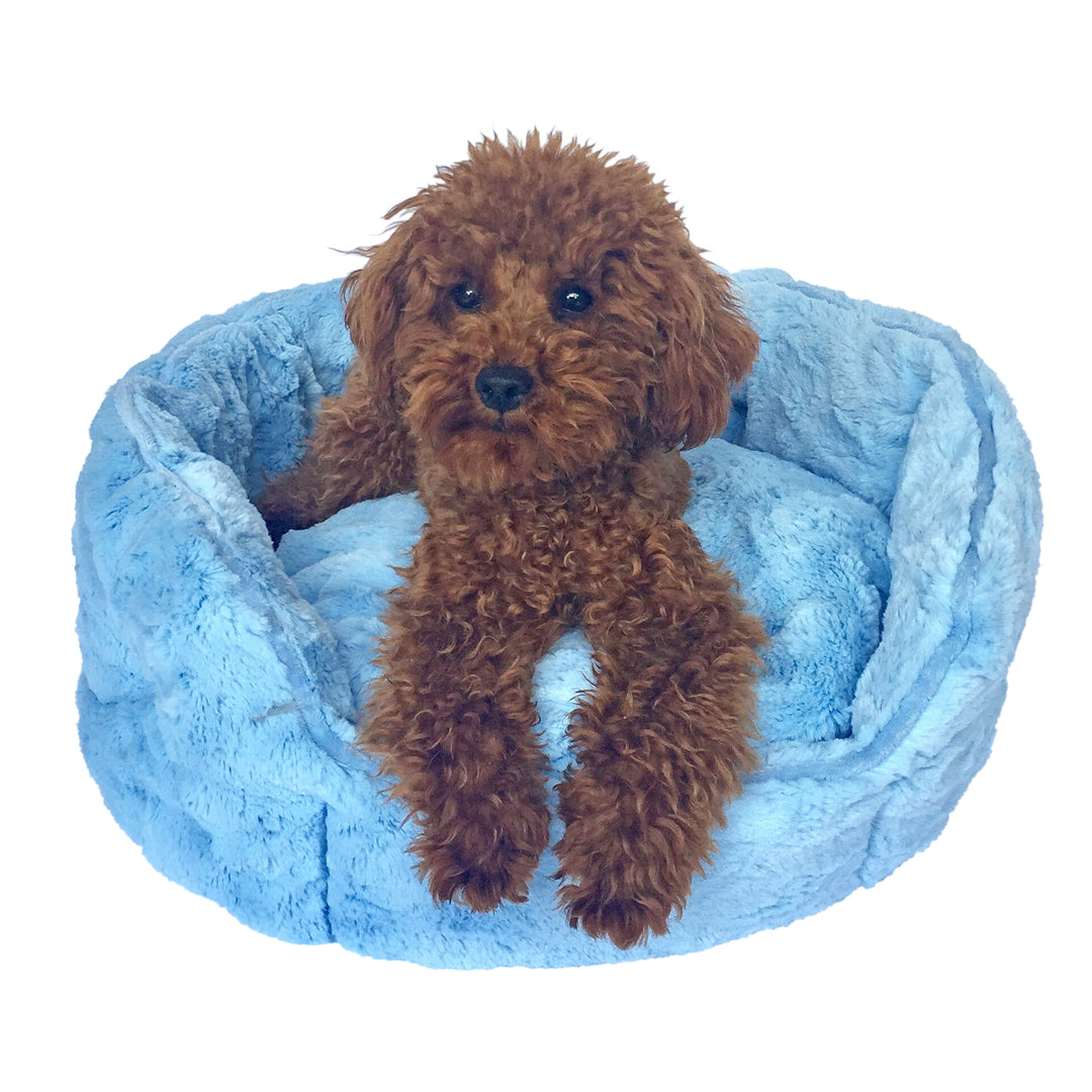 Light Blue Faux Fur Shell Bed