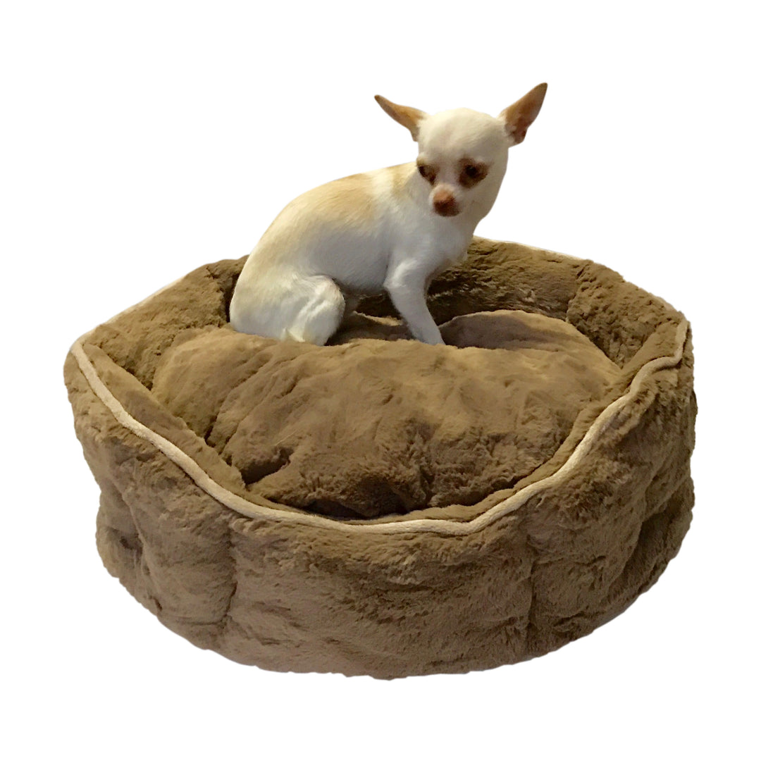 Mocha Faux Fur Shell Bed