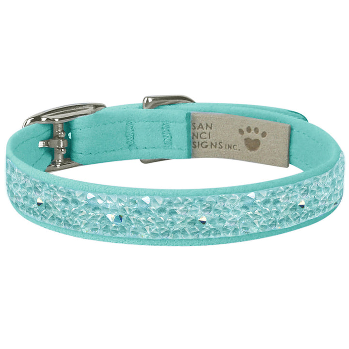 Aurora Borealis Crystal Rocks 1/2" Dog Collar