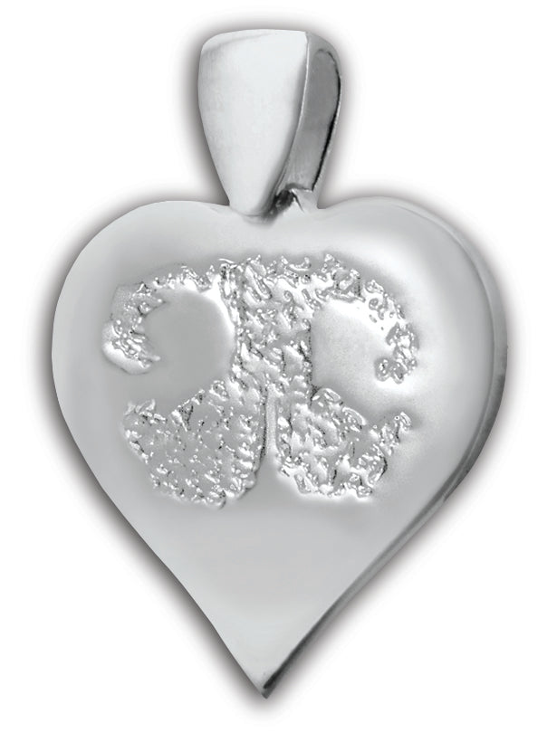 White Gold (14k) Heart Pet Print Charm