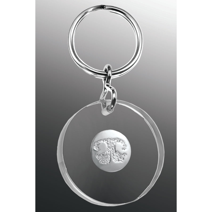 Paw Print Key Fob White Gold