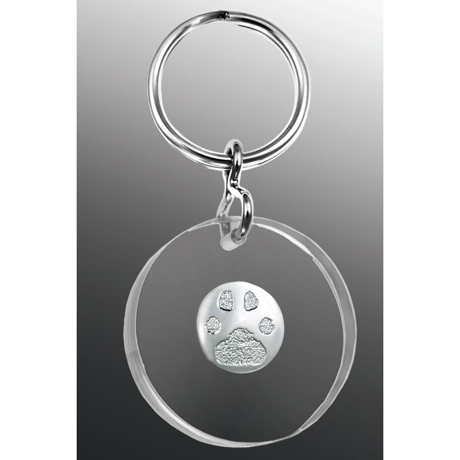 Paw Print Key Fob White Gold