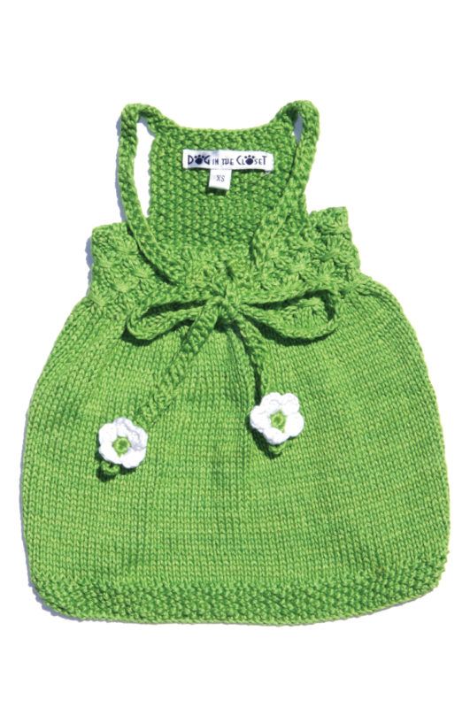 Daisy Green Hand Knit Sweater Dog Dress Chloe Cole Pet Couture Daisy Green Hand Knit Sweater Dog Dress Chloe Cole Pet Couture