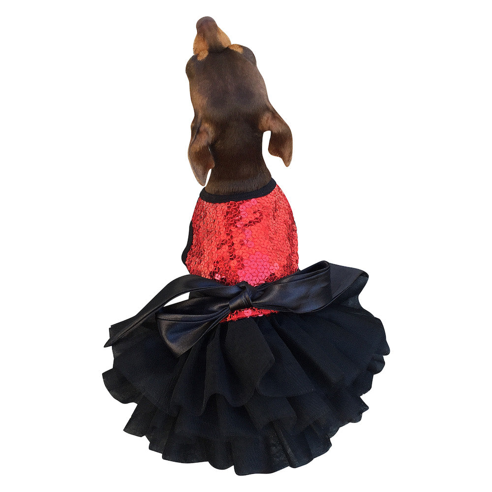 The Dog Squad Fufu Tutu Sequin Dog Dress - Red Vixen - Large The Dog Squad Fufu Tutu Sequin Dog Dress - Red Vixen - Large