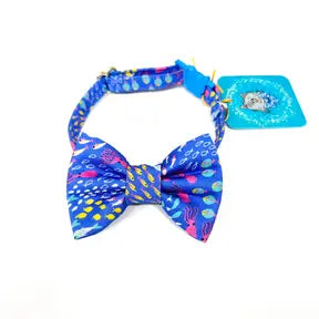 Periwinkle Sea Squid Cat Bow Tie (Optional Collar)