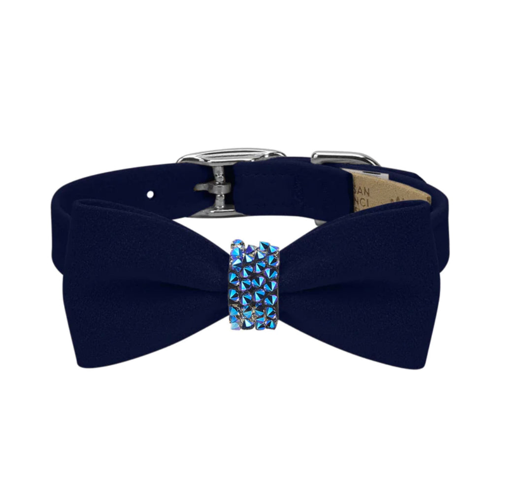 Midnight Crystal Rocks Glitzerati Bow Tie Dog Collar