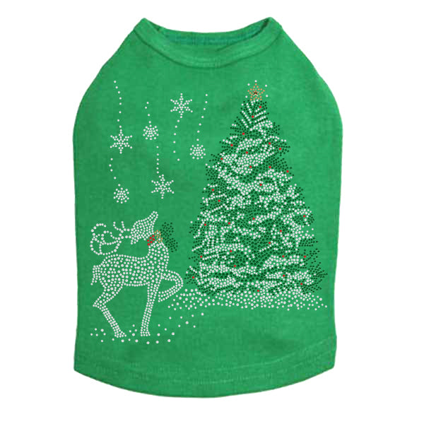Christmas Tree with Reindeer - Dog Tank-Choose Color