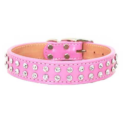 Maxwell & Madison Collars w/ 2-Row of Genuine Crystals Pink