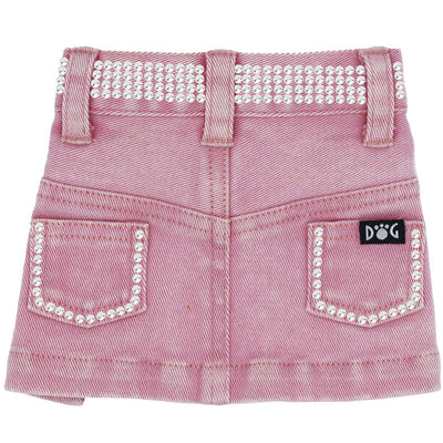 Pink Jane Denim Dog Skirt with Rhinestones